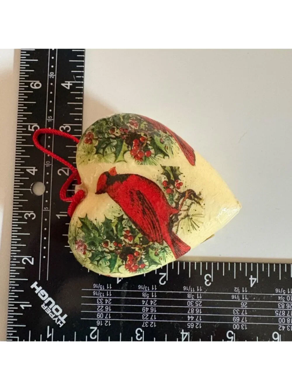 Old Fashioned Christmas Red Cardinal Paper Mache Currier Ives Ornaments Lot VTG
